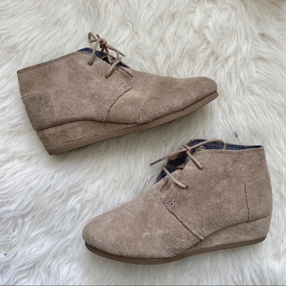 Toms Suede Desert Lace Up Wedges Size 6 - Picture 2 of 9